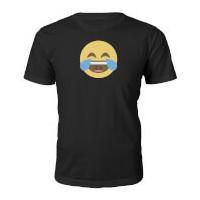 Emoji Unisex Cry With Laughter Face T-Shirt - Black - XL