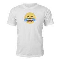 Emoji Unisex Cry With Laughter Face T-Shirt - White - S
