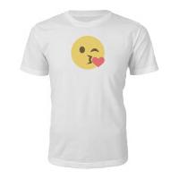 Emoji Unisex Blow Kiss Face T-Shirt - White - L