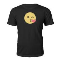 Emoji Unisex Blow Kiss Face T-Shirt - Black - L
