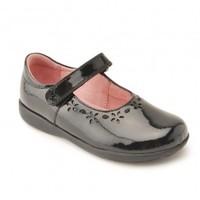 emily black patent girls riptape school shoes