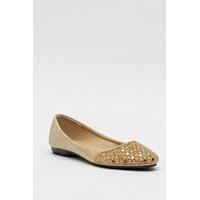 Embellished Front Lurex Ballerinas