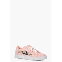 Embellished Lace Up Trainer - pink