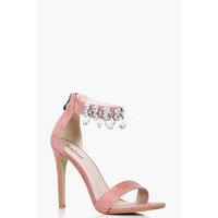 embellished ankle band 2 part heels blush