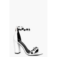 embellished two part block heel white