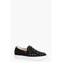 Embellished Metallic Skater - black