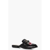 Embroidered Floral Mule - black
