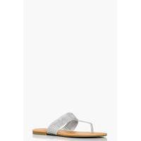 Embellished Toe Part Sliders - silver