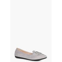 Embellished Slipper Ballet - grey