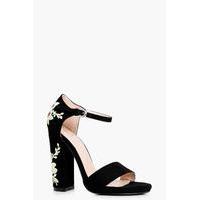 Embroidered Block Heel Two Part - black