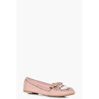 Embellished Moccasin Ballet - blush