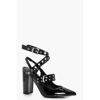 embellished court heel sling back black