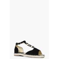 Embellished Peeptoe Espadrille - black