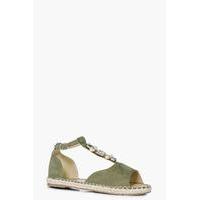 Embellished Peeptoe Espadrille - khaki