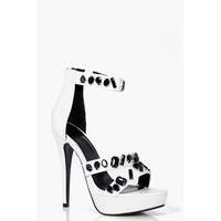 Embellished Multi Strap Platform - white