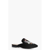 Embroidered Loafer Mule - black