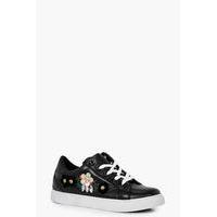 embellished lace up trainer black