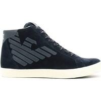 emporio armani ea7 278039 cc299 sneakers man blue mens shoes high top  ...