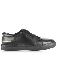 emporio armani leather logo trainers