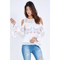EMBROIDERED LACE INSERT TOP