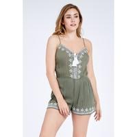 EMBROIDERED TRIM PLAYSUIT