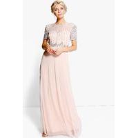 emily beaded maxi dress blush