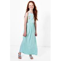 Embroidered Floral Maxi Dress - mint
