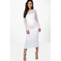 Emily Off The Shoulder Lace Midi Dress - ivory