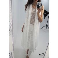 Emillie White lace drape longline top