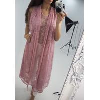 Emillie dusky pink lace drape longline top