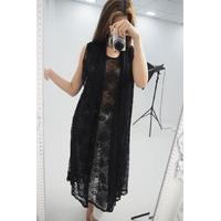 Emillie Black lace drape longline top