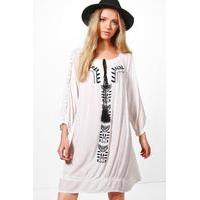 Embroidered Swing Dress - black