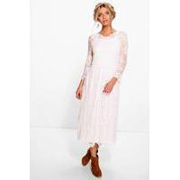 Embroidered Lace Midaxi Dress - ivory