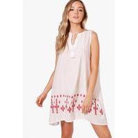 Embroidered Swing Dress - red