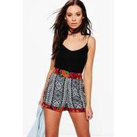 Embroidered Print Shorts - multi