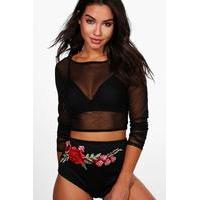 Embroidered Detail Hotpants - black