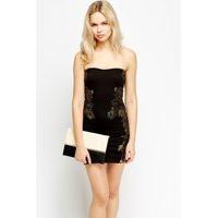 Embroidered Bandeau Bodycon Dress