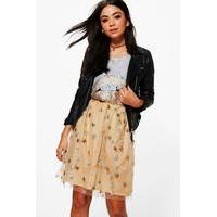 Embellished Sequin Star Skirt - beige