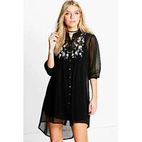 embroidered shirt dress black