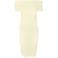 emery basic off shoulder midi dress cream