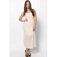 embellished neckline waist maxi dress