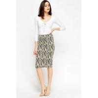 Embossed Charcoal Midi Skirt
