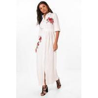 Embroidered Maxi Dress - white