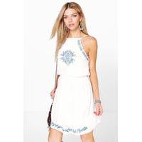 Embroidered Strappy Sundress - white