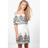 Embroidered Hem Bodycon Dress - ivory