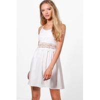 embroidered shift dress white