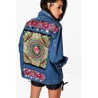 embellished denim festival jacket dark blue