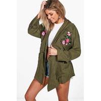 Embroidered Lightweight Parka - khaki