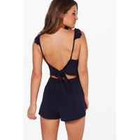 Emma Rufle Shoulder Strappy Back Playsuit - navy