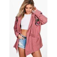 embroidered lightweight parka blush